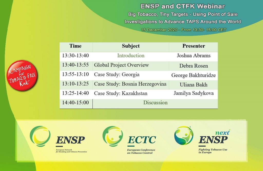 ENSP-CTFK Webinar: Using Point of Sale Investigations to Successfully Advance TAPS Policy